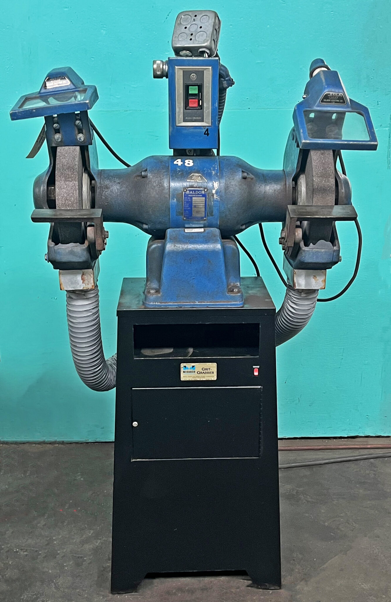 Baldor 12" Industrial Grinder with Grit Grabber Dust Collector Base