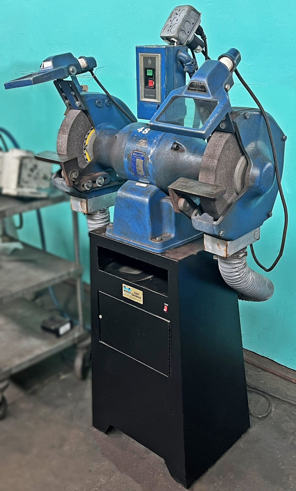 Baldor 12" Industrial Grinder with Grit Grabber Dust Collector Base