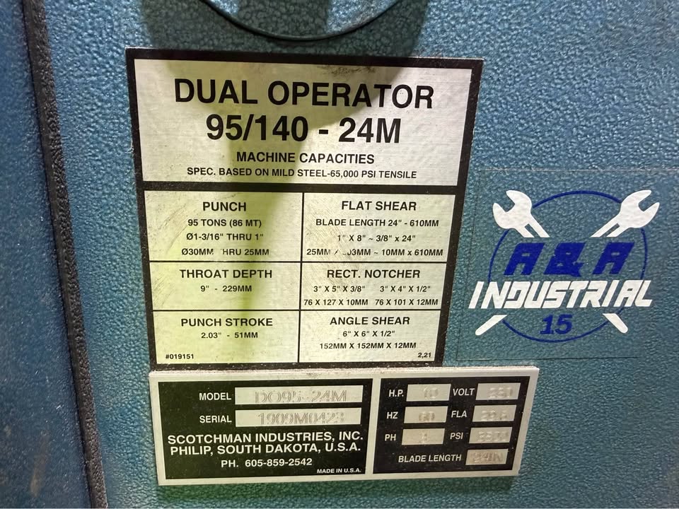 Scotchman 95 Ton 5-Station Dual Operation Ironworker, DO 95/140-24M - Image 4
